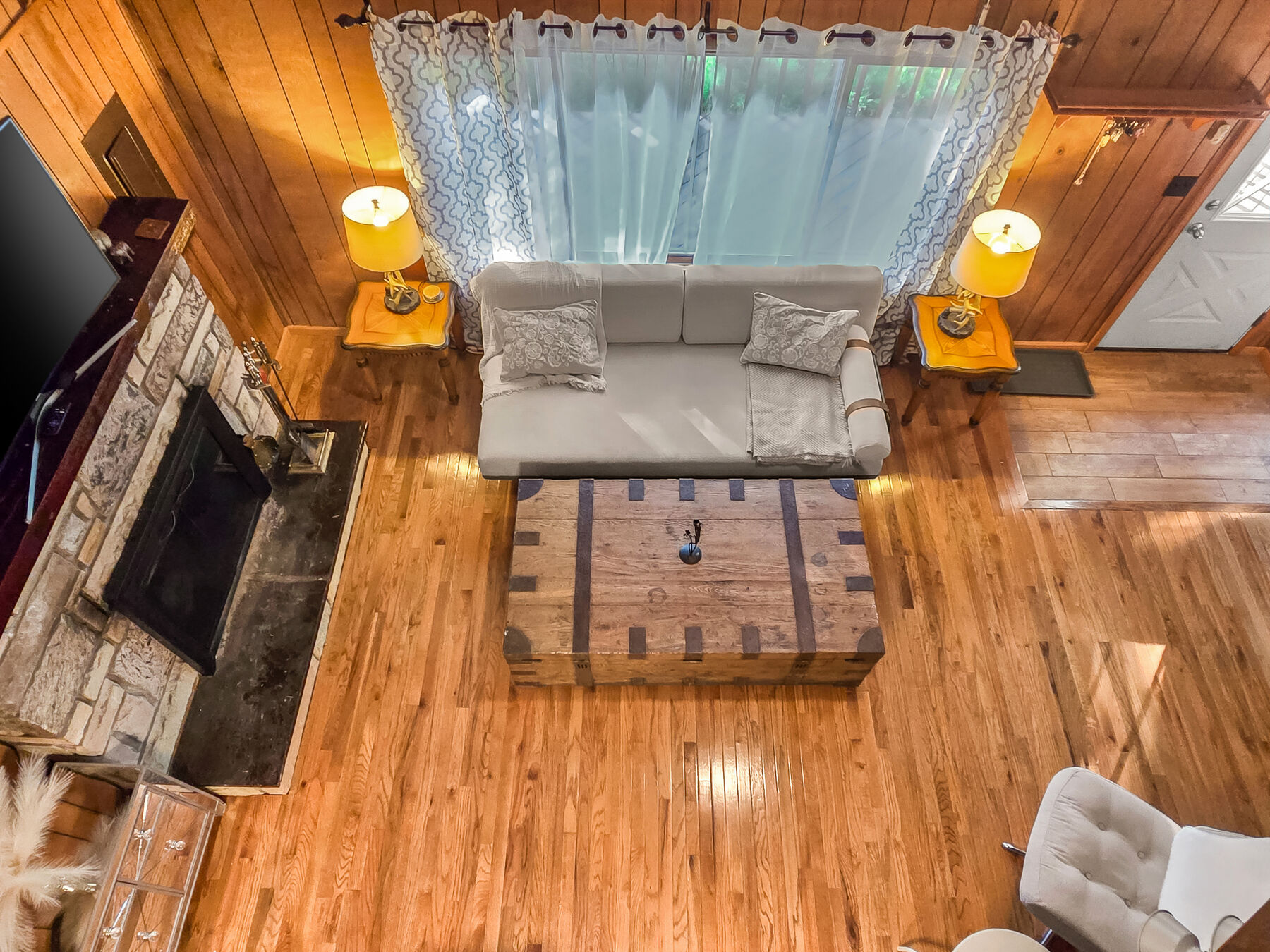 Living room seating area, viewed from the loft